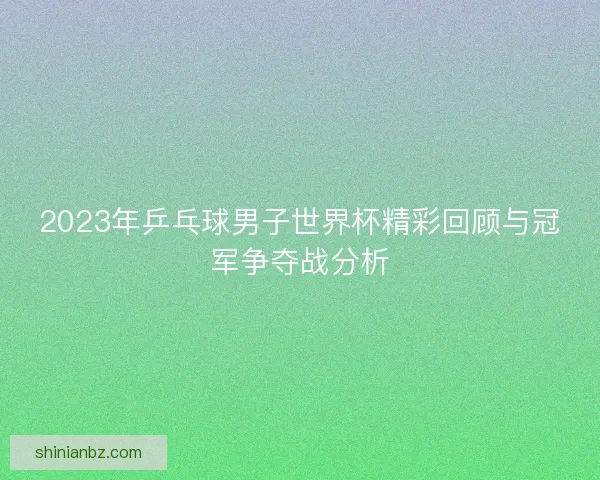 2023年乒乓球男子世界杯精彩回顾与冠军争夺战分析