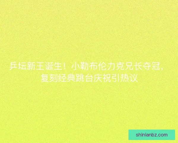 乒坛新王诞生！小勒布伦力克兄长夺冠，复刻经典跳台庆祝引热议